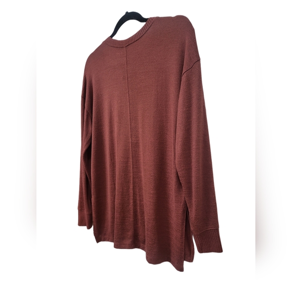 🌿Abercrombie & Fitch Women's Sm Rust Fall Colored SplitHem Longsleeve Shirt - Picture 5 of 11